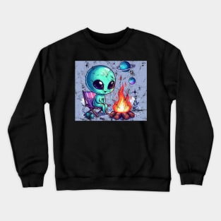 Campfire evening with the alien Crewneck Sweatshirt